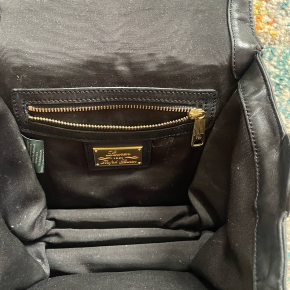 ❤️Ralph Lauren - Discontinued Crossbody Bag Black with Golden Metallic D… - Picture 14 of 17